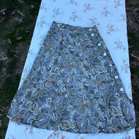 Vintage Sag Harbor Floral Button  Maxi Skirt‎ Women Large Fairy Cottage Whimsy - Picture 1 of 8